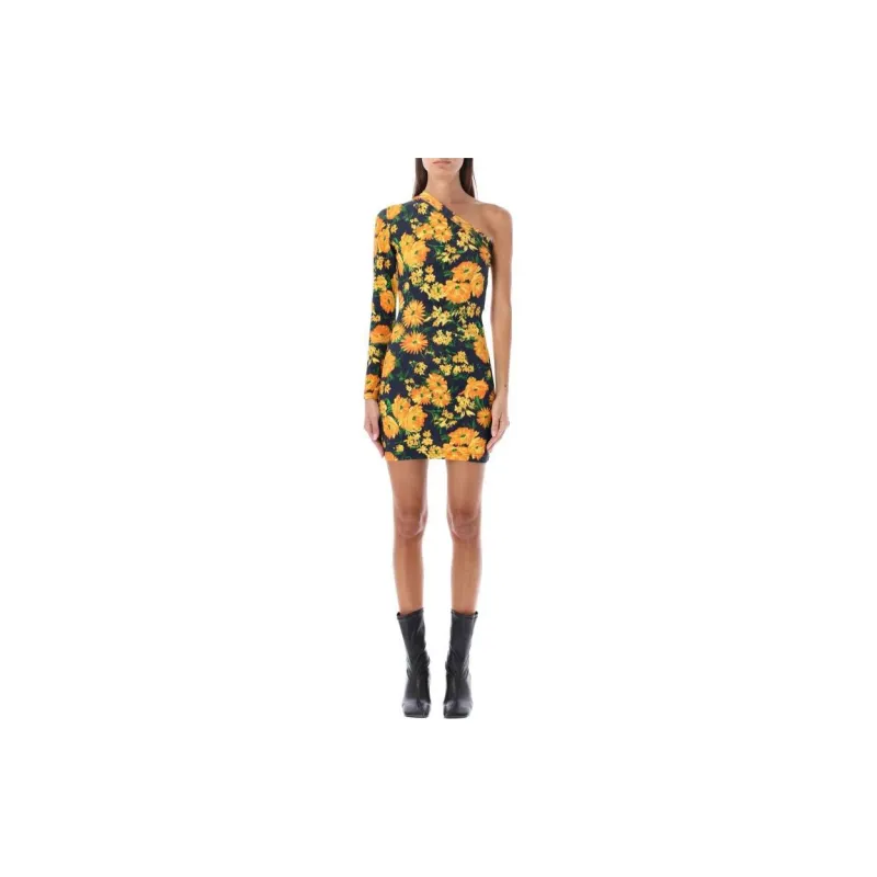 Balenciaga Floral Printed One Shoulder Dress-2