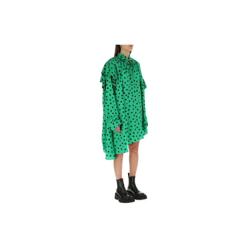 Balenciaga Long-Sleeved Dresses Women's Green-3