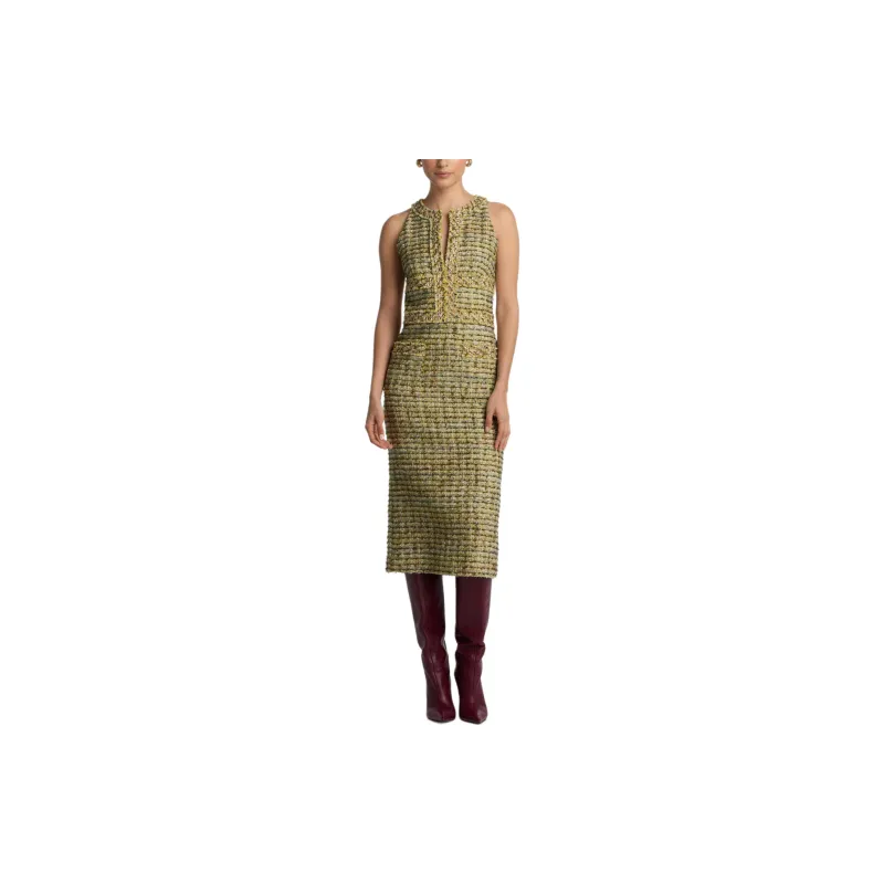 St. John Metallic-effect Tweed Midi Dress-1