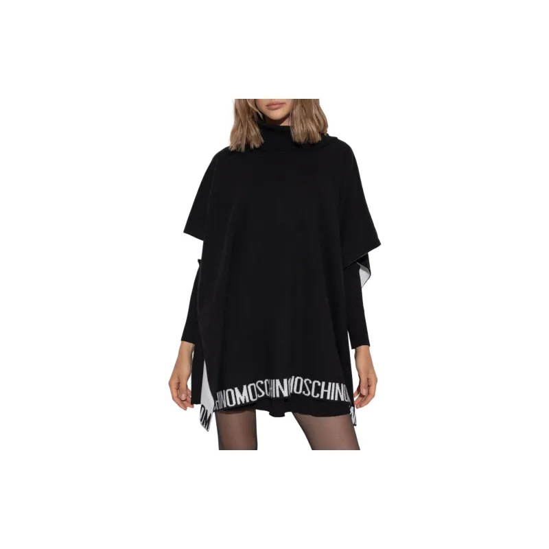 MOSCHINO Logo Intarsia Turtleneck Poncho-2