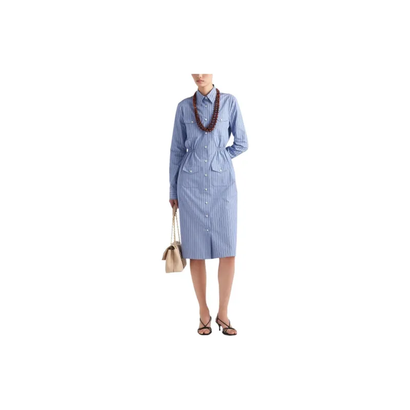 PRADA Striped Straight Hem Shirt Dress-2