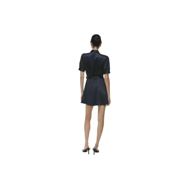 ARITZIA Babaton Hyde Satin Mini Dress Short-Sleeved Dresses Women's Dark Night Navy/Blackout Navy-2