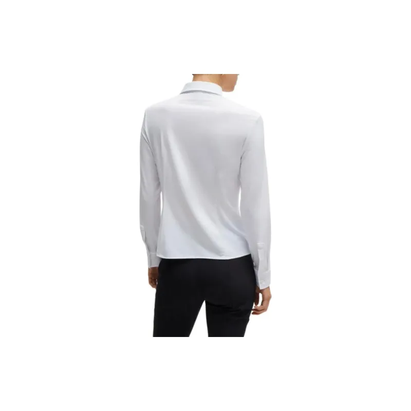 HUGO BOSS Extra-Slim-Fit Blouse In Italian Performance-Stretch Dobby Shirt Women's White-4
