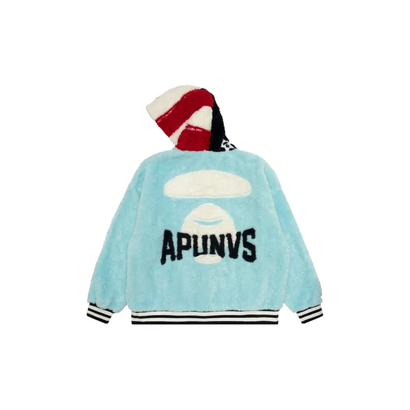 Aape Logo appliqué Faux fur Hoodie-1