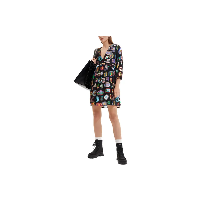 Desigual Short Sleeved Dress Women's Black-1