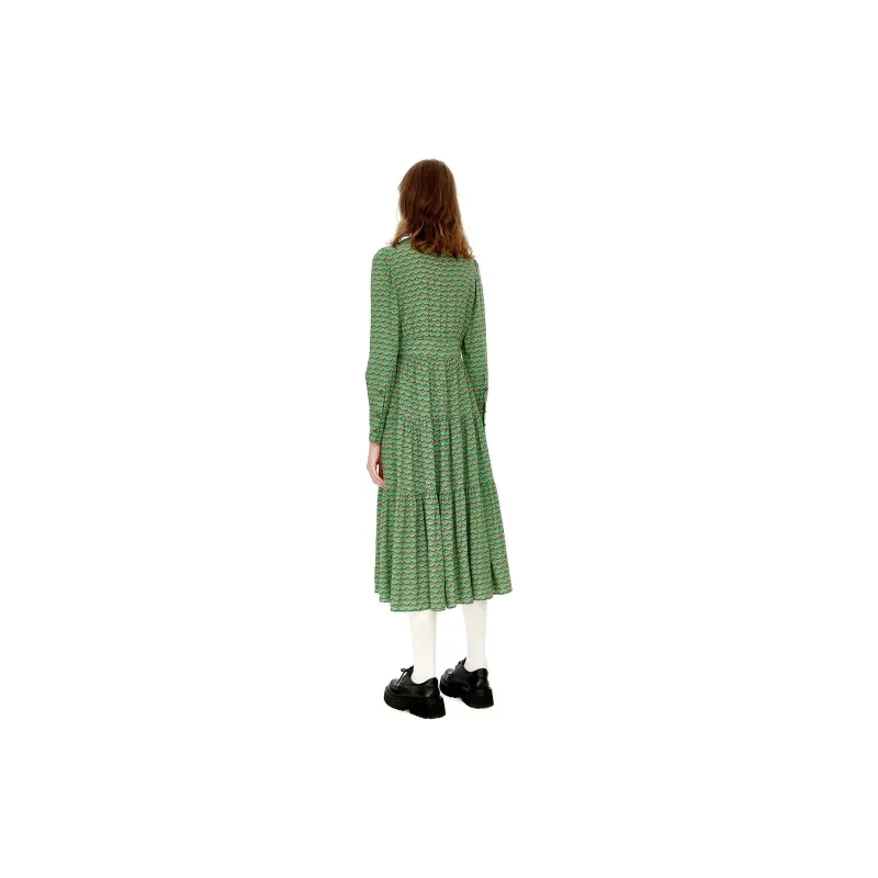 III VIVINIKO Long Sleeved Dress Women's Print Green-1