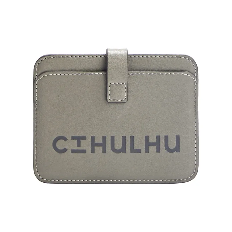 Cthulhu Split Cow Leather Tricolor Letter Card Holder Mini Unisex Dirty Orange/Ink Grey/Grey White-6
