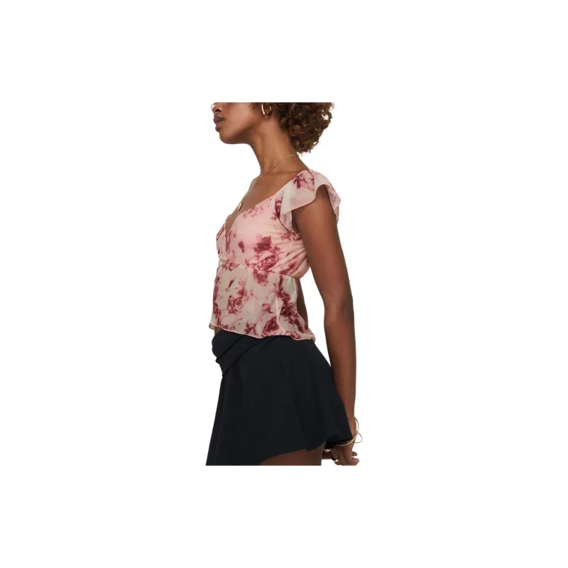 PRINCESS POLLY TIME AFTER TOP Crop Tops Women's Pink Floral-3