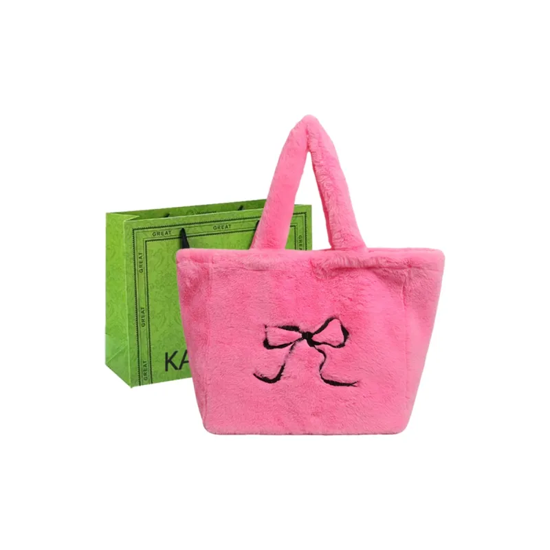KARUISHA Velour One Shoulder Handbag Women's Ecru/Pink/Black/Rose Red/Red/Brown-4