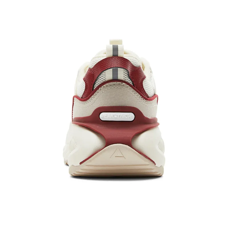 PEAK Taichi Yunxi Cushioning Coverage Rebound Slip Resistant Low Top Casual Shoes Women's Canvas White Dark Red-4
