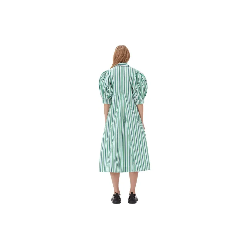 GANNI SS24 Short Sleeved Dress Women's Mint Green-2