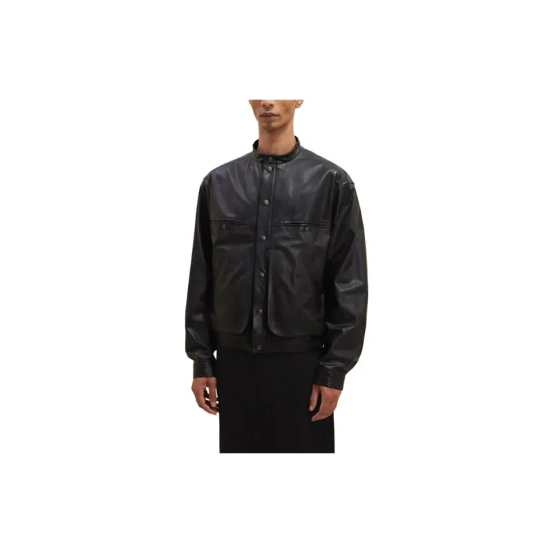 Lemaire Band collar Leather Jacket-4