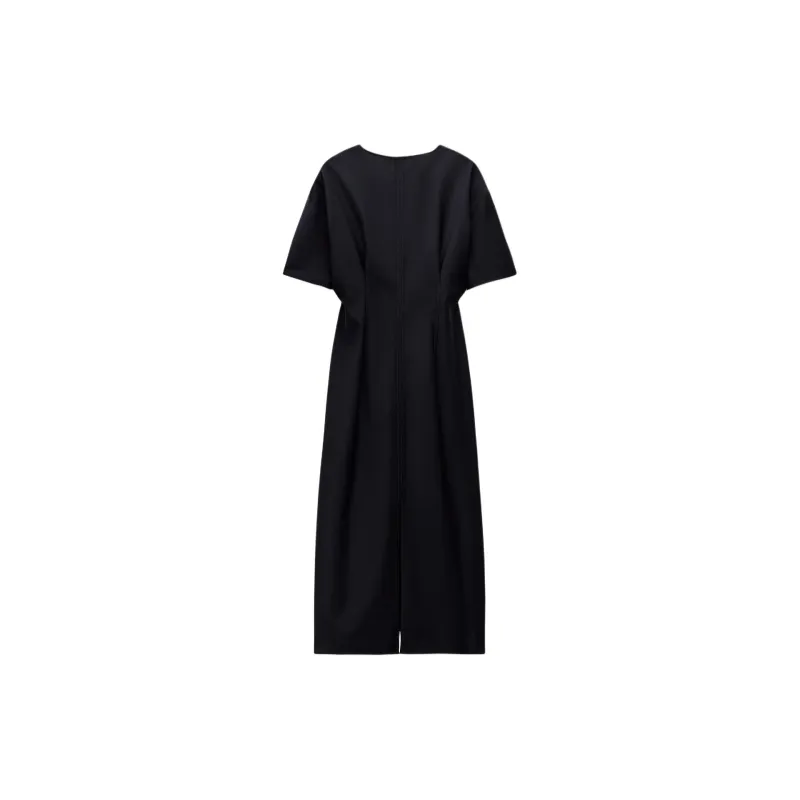 ZARA ZW Series Short-Sleeved Dresses Women's Dark Blue-1