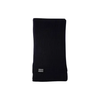 MIU MIU Wool Cashmere Knit Scarves Women's Navy
