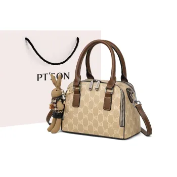 PT'SON Synthetic Leather Pillow Bag, One Shoulder Handbag Women's Khaki