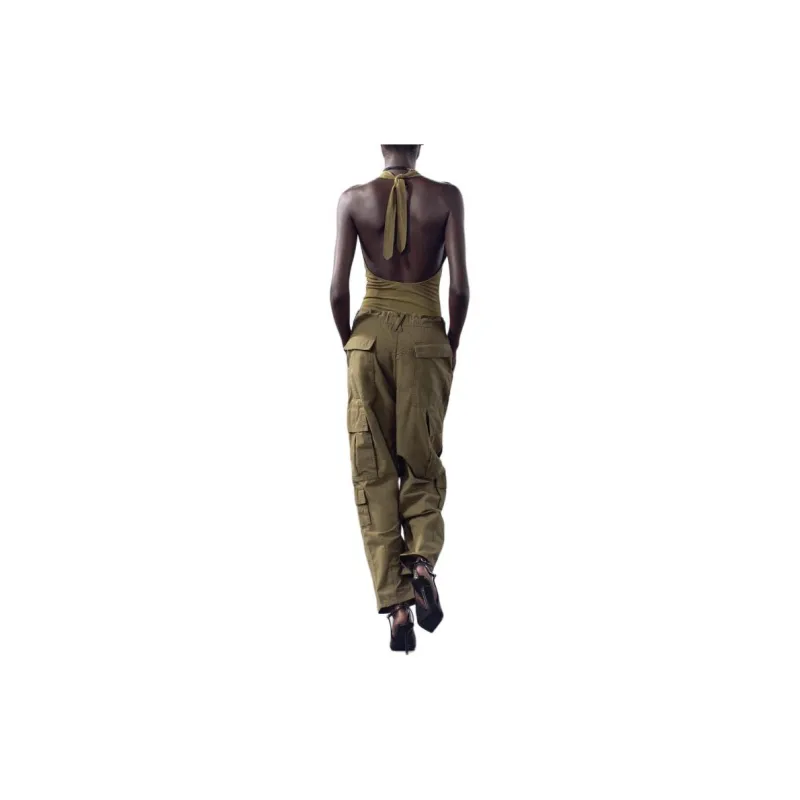 ZARA Cargo Pants Women's Green-3
