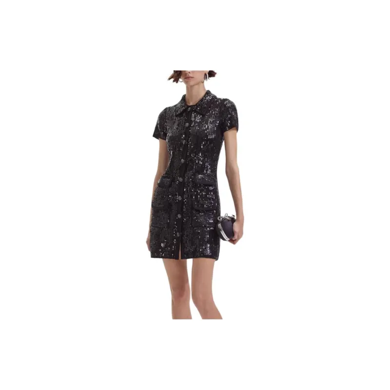 Self portrait Short Sleeved Dresses Women's Classic Black-2