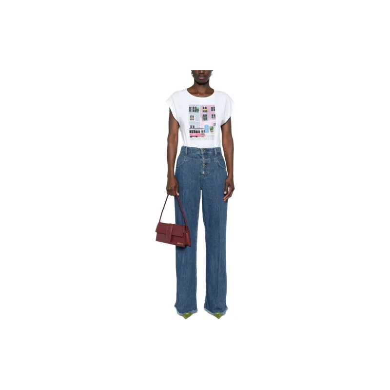 LIU·JO Lisbon-print Rhinestone-embellished T-shirt-1
