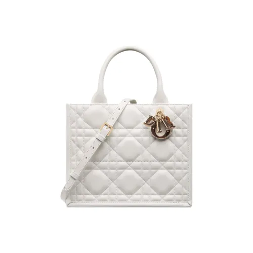 DIOR BookTote Cow Leather Tote Bag Shopping Bag Shoulder Bag Crossbody Bag Handbag Small Size Women's Milk White