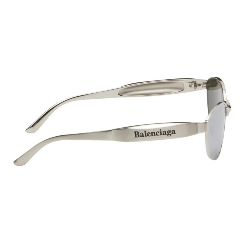 Balenciaga Stainless Steel Oval Sunglasses Men's Silver-2