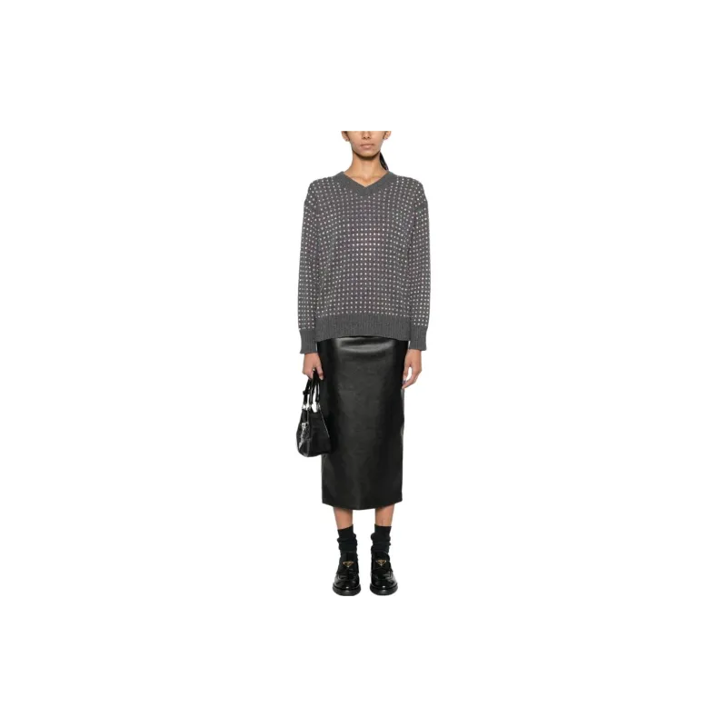SportMax Embellished V Neck Jumper-1