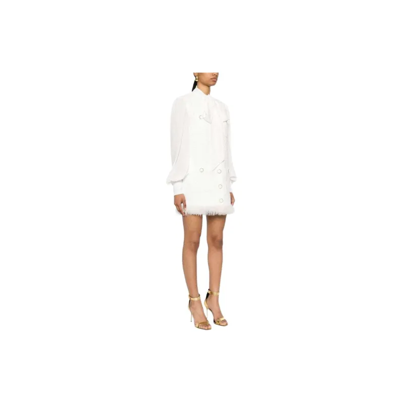 BALMAIN Feather trim Tweed Mini Dress-3