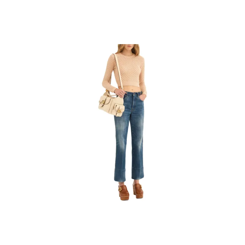 Chloé Cropped Pointelle knit Jumper-1