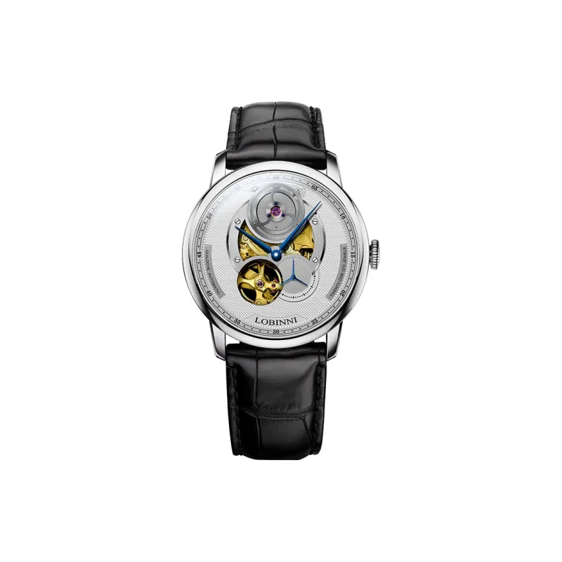 LOBINNI L Men's Watches Automatic Mechanical Movement Cowhide Strap Watch Men's Watches Black Dial-9