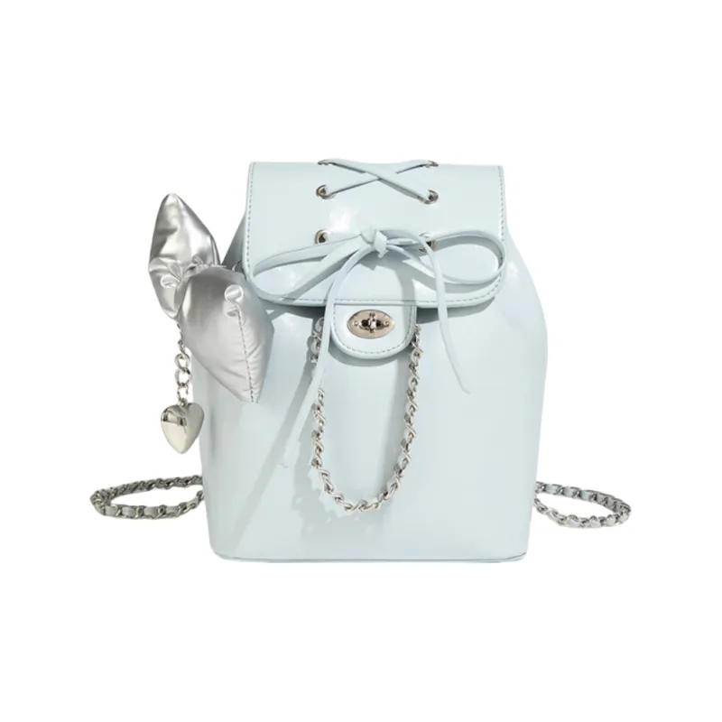 NOMK PU Backpack Handbag Women's Blue/Silver/Pink-0