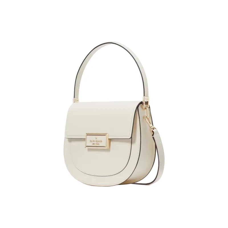 Kate Spade Saffiano Leather Saddle Bag Crossbody Bag One Shoulder Handbag Women's White-1
