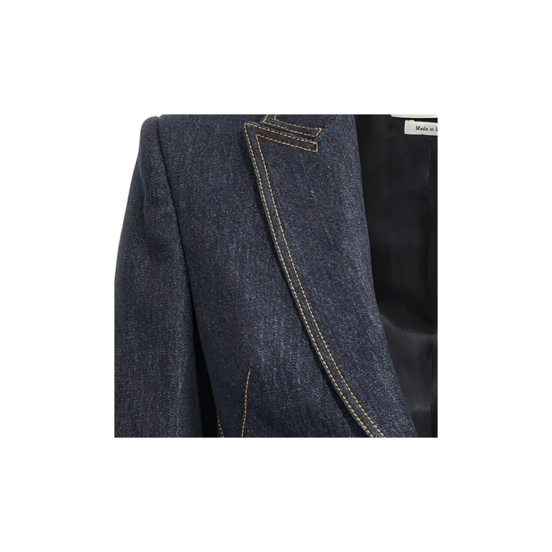 Alexander McQueen Single-Breasted Denim Blazer-5