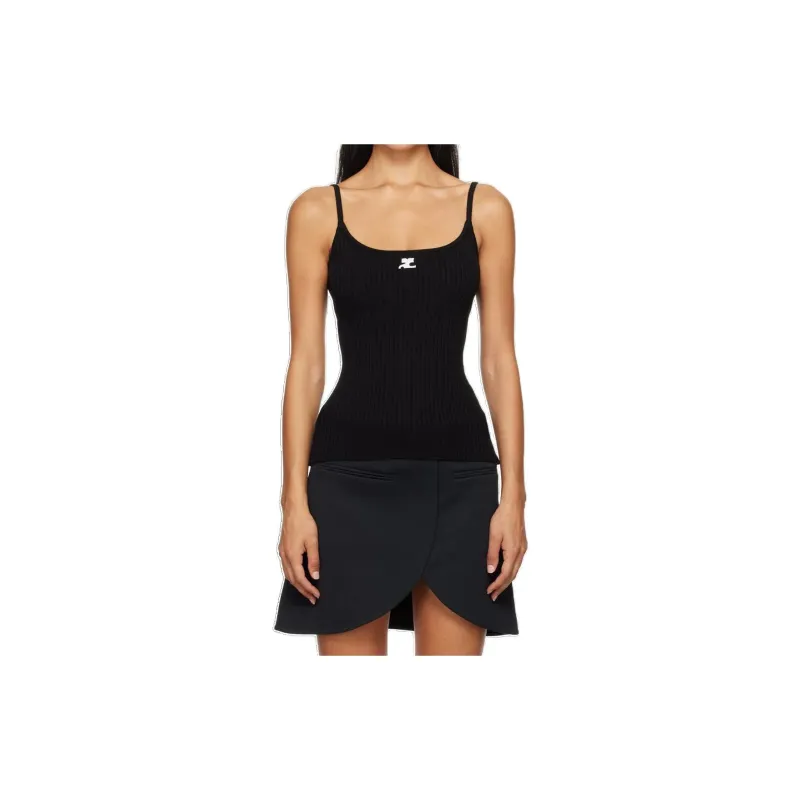 COURREGES Rib Knit Tank Top 'Black'-2