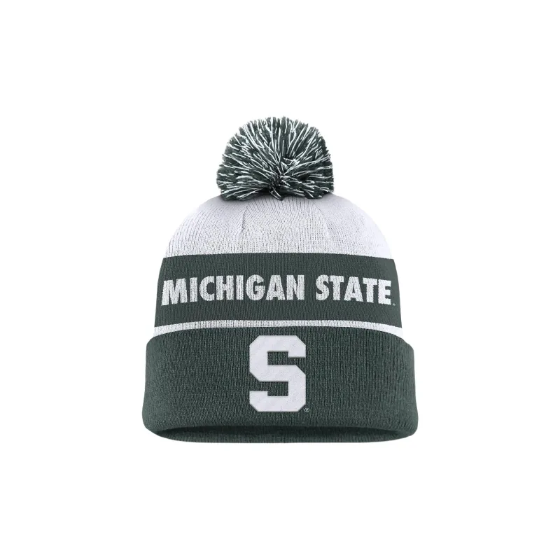 Nike Michigan State Spartans Primetime Peak Men's Nike College Cuffed Pom Beanie-0