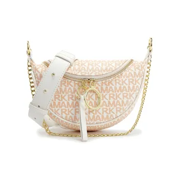 FAIRWHALE PVC Crescent Moon Handbag Crossbody Bag Shoulder Bag Regular Women's Vanilla White/Acorn Brown