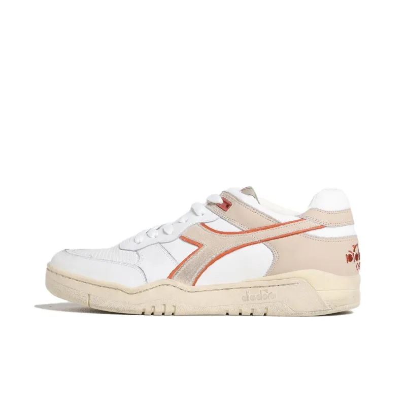 Diadora Heritage Anti-Slip Wear-Resistant Low-Top Skateboard Shoes Men's White Yellow-0