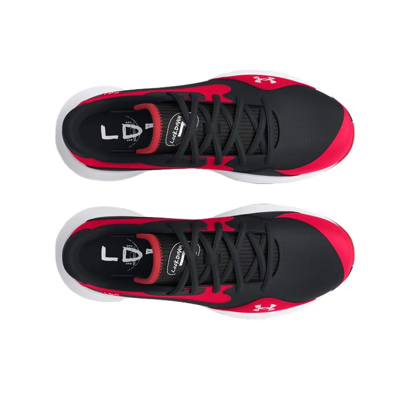 Under Armour Lockdown 7 Anti Slip Wear Resistant Low Top Basketball Shoes Unisex Black Red-3