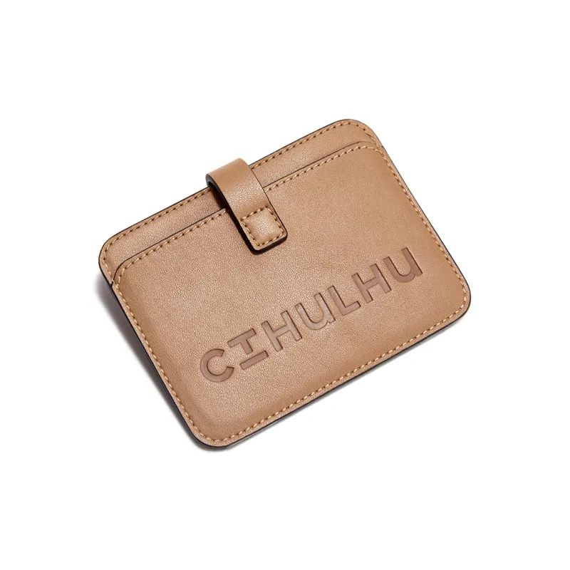 Cthulhu Split Cow Leather Tricolor Letter Card Holder Mini Unisex Dirty Orange/Ink Grey/Grey White-3