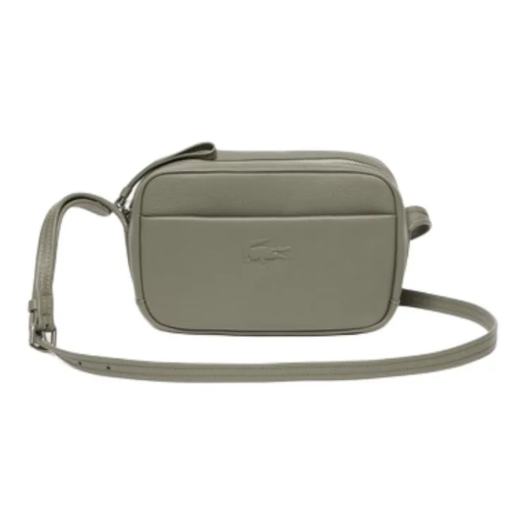 LACOSTE Cow Leather Crossbody Bag Women's Taupe-0