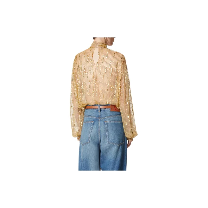Valentino Tulle Illusione Sequin embroidered Blouse-1