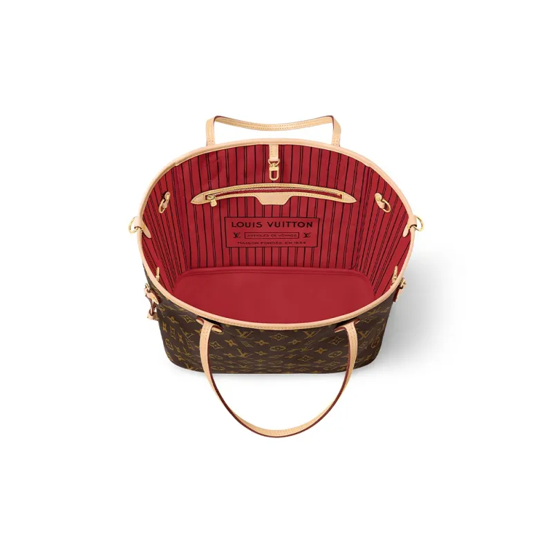 LOUIS VUITTON Neverfull Bandouliere Mm Inside Out Monogram/Rouge Sari-4