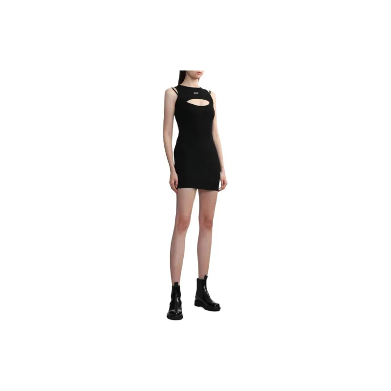 OFF WHITE Logo print Cut out Minidress-4