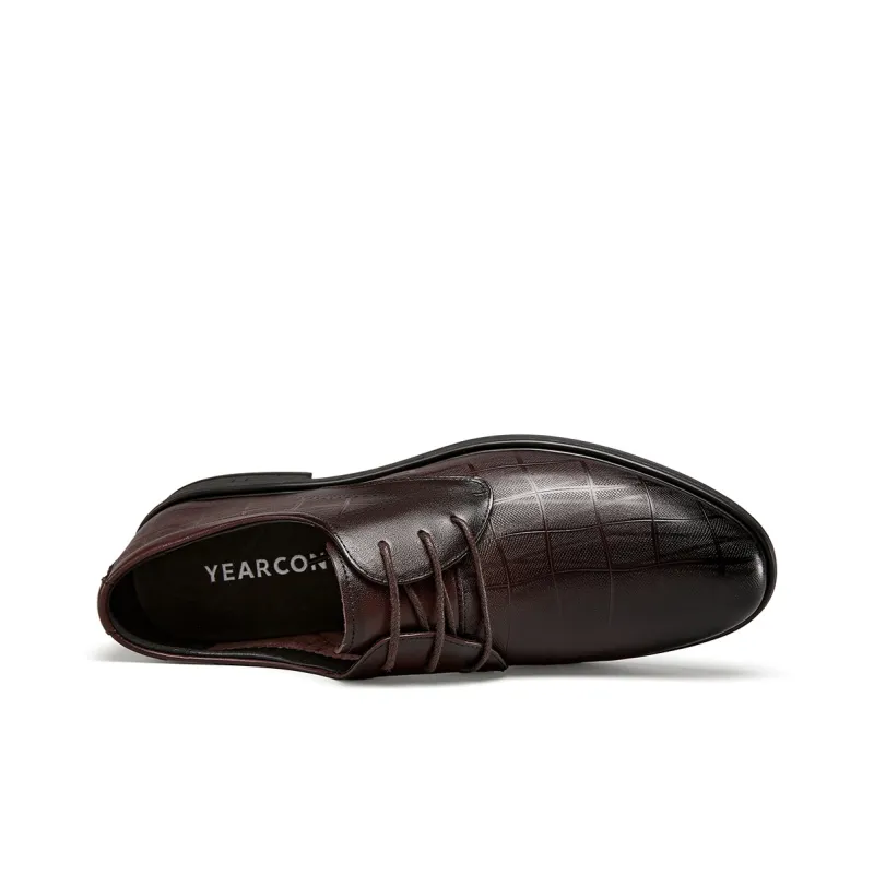 YEARCON Dress Shoes Men Low Top Brown-4
