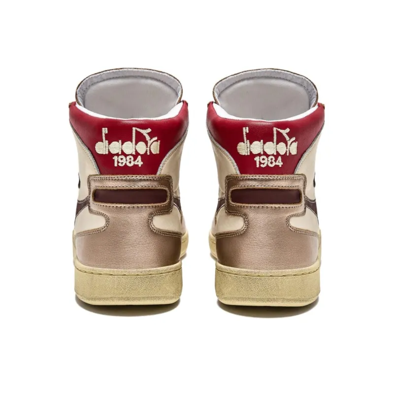 Diadora Heritage Anti Slip Wear Resistant High Top Skateboard Shoes Women's Beige-3