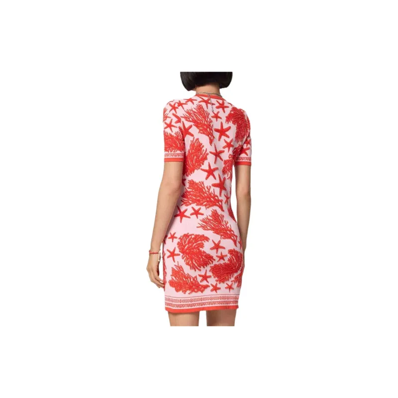 VERSACE Barocco Sea Short-Sleeved Knitted Midi Dress-2