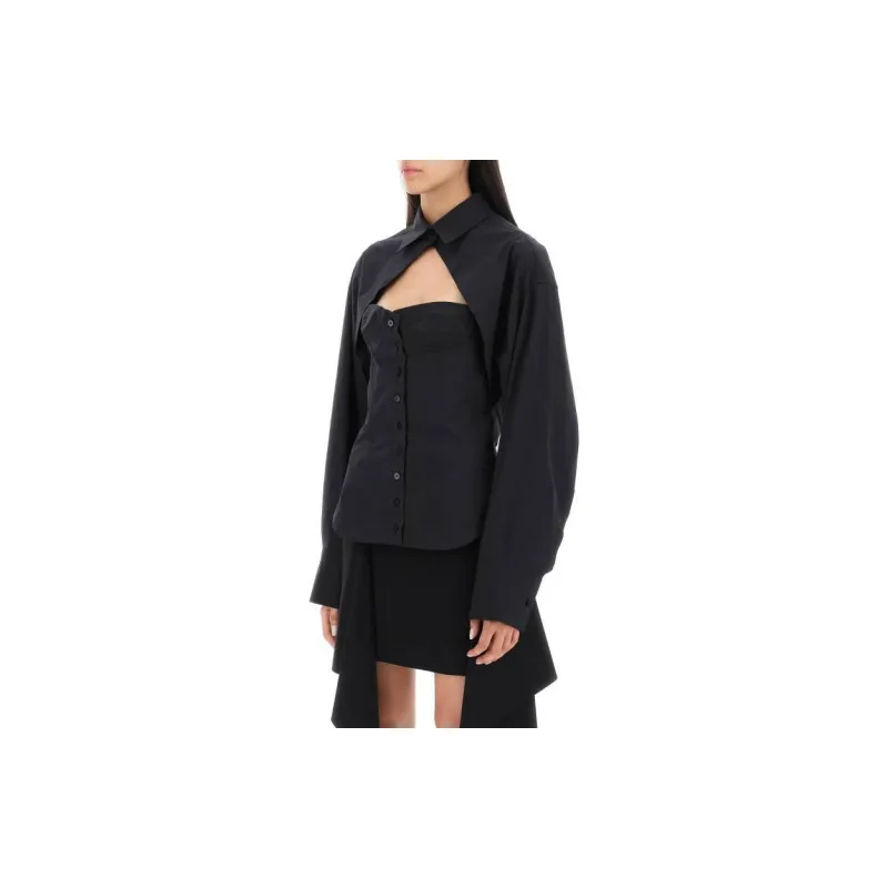 The Attico Cut out Corset style Cotton Shirt-2