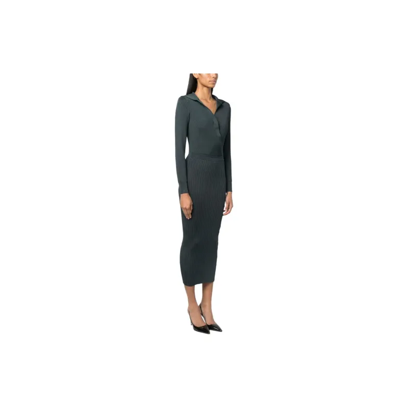 Self portrait Long Sleeved Dresses Women's Green-3