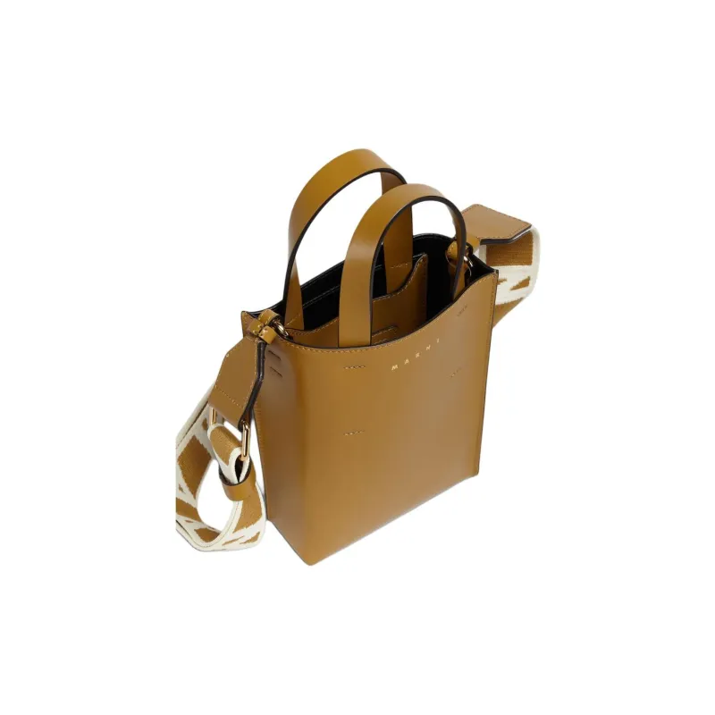 MARNI Cow Leather Handbag Nano Women's Ancient Rose Combines With Light Peach-4