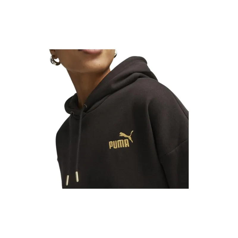 PUMA Essentials+ MINIMAL GOLD Hoodie Fleece Sweatshirt Women's Black-3