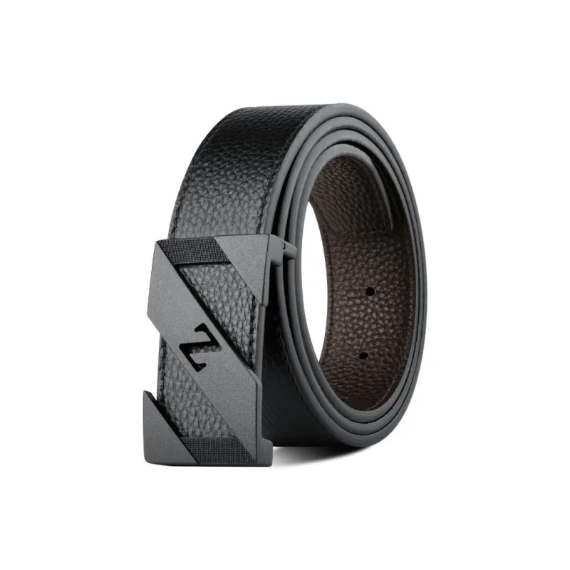 PISHUSHU Cowhide Alloy Leather Belts Men's Width  3.5cm-2