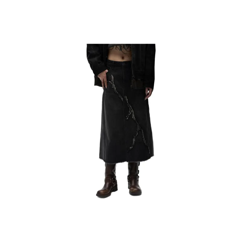 ABLE JEANS Denim Long Skirt Women's Charcoal Black-2
